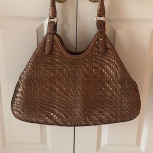 Cole Haan Lg Genevieve Woven Metallic Leather tote